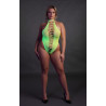 Ouch! Glow Body échancré ouvert à l'entrejambe avec dos nu Vert Fluo